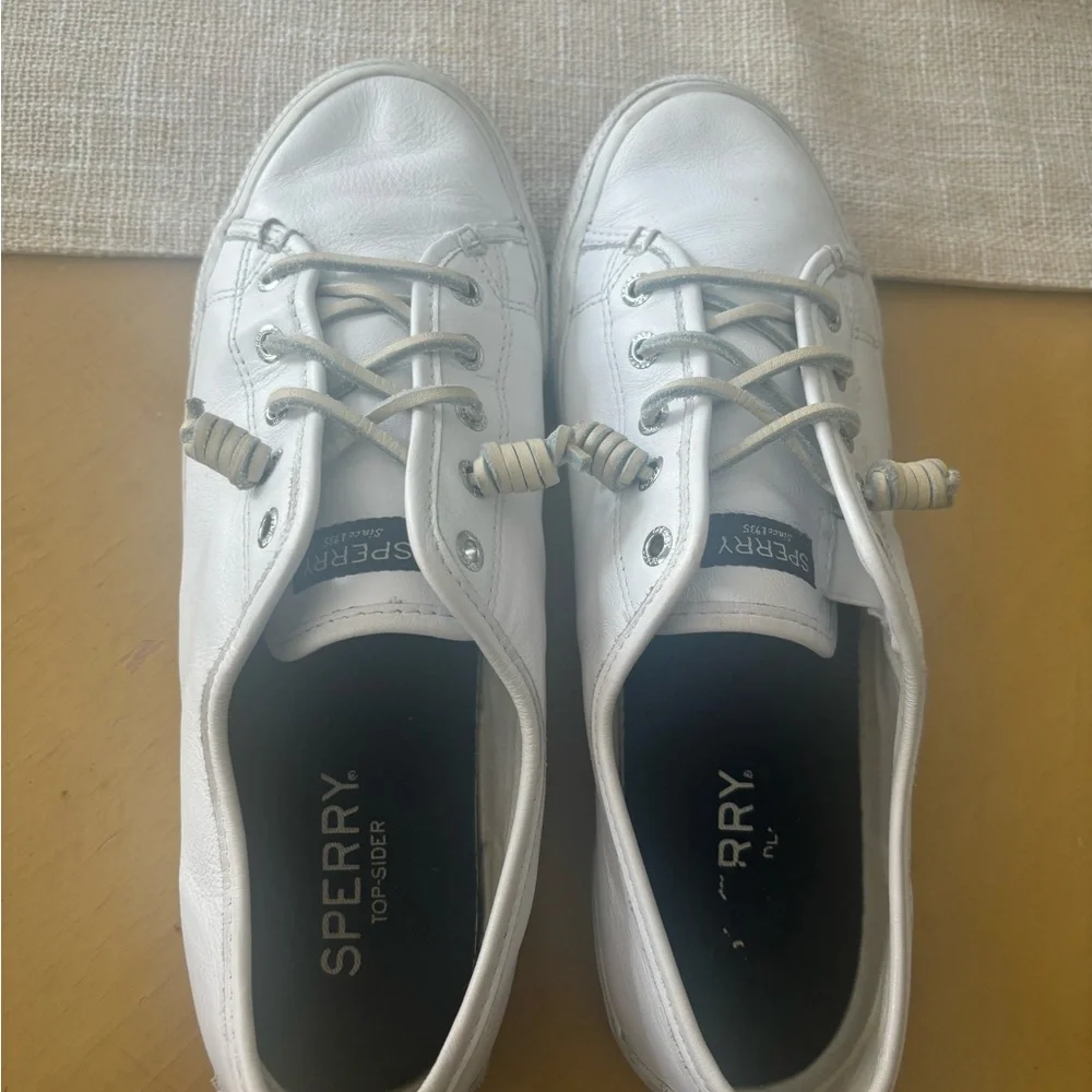 Sperry White Leather Casual Sneakers - Picture 2 of 4